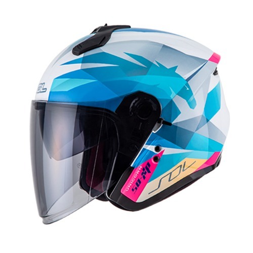 솔헬멧 SO-XP 유니콘 화이트/블루 오픈페이스 헬멧